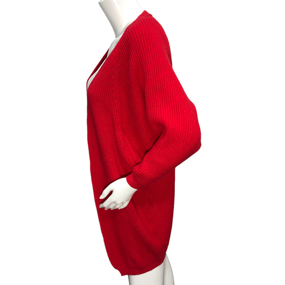 Lovers + Friends Sz XS Sweaters Lovers and Friends Red Ribbed Cardigan Oversized - Picture 6 of 15